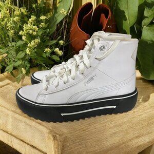 Puma Kaia Mid Top  Casual Platform Sneaker Shoes White/Black Soles‎ Size 7